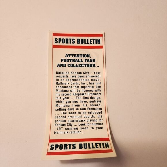 Hallmark Keepsake Ornament  Team NFL Joe Montana for San Francisco 49ers 1995 - Picture 3 of 7